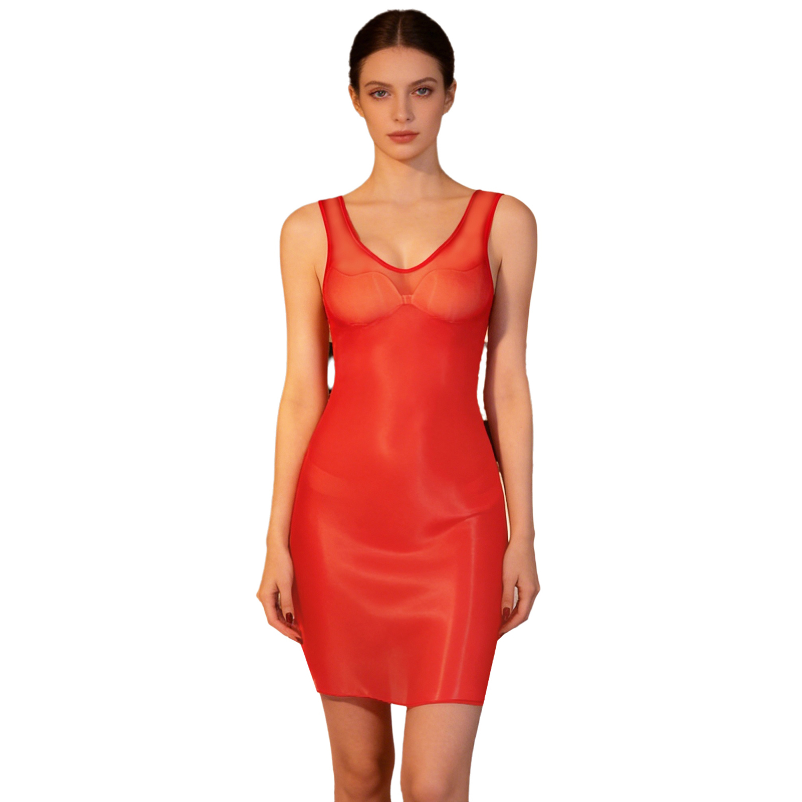 Babydoll Chemise Night - Vestido Bodycon Transparente Brillante para Mujer,